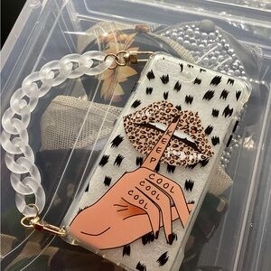 Stylish Leopard Print Phone Case with Chain